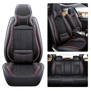maiqiken Housse de si&egrave;ge pour Citroen C5 2007-2025 Ensemble Complet de 5 Places Utilisation Toutes Saisons en Simili Cuir PU Housses de si&egrave;ge Avant et arri&egrave;re, Deluxe - Noir Rouge (Blackwheel, neuf)