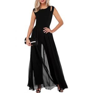 Oanviso Femme Combinaison Col V &Eacute;paules D&eacute;nud&eacute;es Jumpsuit &Eacute;l&eacute;gant Business Playsuit Couleur Unie Long Pantalon Cocktail Soir&eacute;e C&eacute;r&eacute;monie Romper avec Ceinture G-Noir L (Shopping tide, neuf)