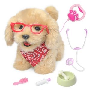 YH YUHUNG Jouet de promenade pour enfants avec laisse, jouet télécommande qui peut marcher, aboyer, se nourrir, s'asseoir et remuer son TaiI, chien en peluche interactif Golden Retriever pour enfants (YH YUHUNG, neuf)