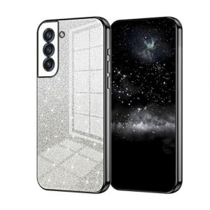 UPLAI Coque pour Samsung Galaxy S22 5G, Très Mince Antichoc Housse avec Carte de Brillant Dégradées et Bords Galvanisés, Prime Souple TPU Silicone Élégane Étui.Noir (UPINLY, neuf)