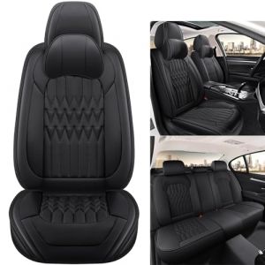 Eunncu Housses de Siège de Voiture Universelle | Ensemble Complet de Housses Siege Auto Universel en Cuir | Compatible avec Les Airbags Latéraux | Couvre Sieges pour Avant et Arrière, Noir (ZHUOKEMAOYI, neuf)