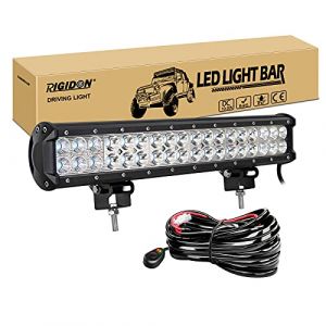 RIGIDON 45 cm 108W LED Light Barre avec Faisceau de C&acirc;blage kit, 18 Pouces 12V 24V Barre d'&eacute;clairage LED, Barre Lumineuse LED pour Offroad V&eacute;hicules Voiture camions 4x4,6000K Rampe de Phare LED (Sanyue-EU, neuf)