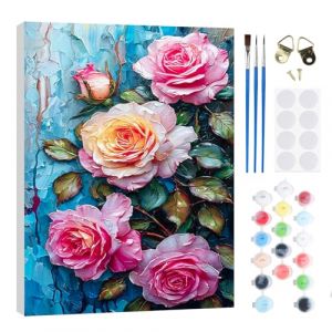RICUVED Peinture par Num&eacute;ros Adulte Fleur,Fleur Maison Peinture par Num&eacute;ros Kits avec Cadre en Bois Toile Huile la Main avec Pinceaux Kits Adultes Artisanat pour la Maison 20x30cm (FANDIJIA, neuf)