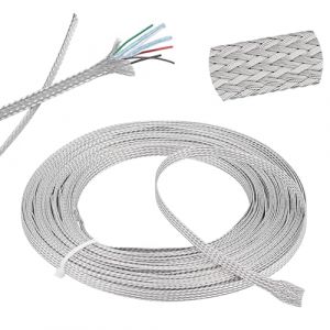 NBEADS 10 m Gaine Tress&eacute;e en Acier Inoxydable, Gaine de Blindage pour C&acirc;ble Tresse de Masse Ruban R&eacute;seau Extensible de 5-6mm de Large pour la Protection des C&acirc;bles (ARRICRAFT FR, neuf)