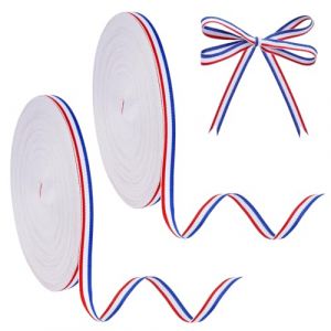 KIRZAX Ruban Satin Bleu Blanc Rouge Tricolore,2 Bobines 50m*10mm deTricolore,Ruban Bobine D&eacute;corative,pour l'Artisanat,M&eacute;daille,D&eacute;coration DIY, Emballage Cadeau, Mariage, F&ecirc;te Nationale (VLAD SHOP ADV, neuf)