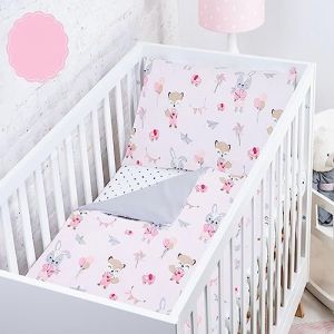 Baby Safe Housse de Couette Nouveau-né 120 x 90 cm Housse de Couette 100% Coton Bio Certifié Oeko-TEX Draps de lit Simple pour Enfant Parure de lit Cerf Rose (Fischettistore, neuf)