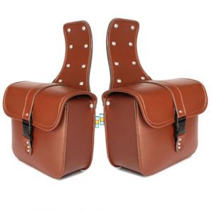 M&Catree 1 Paire Sacoche de Selle Moto Imperméable Universel Sacoche Latérale Moto Cuir PU Sacoches Cavalières - Café (yiwushiguerdianzishangwushanghang, neuf)