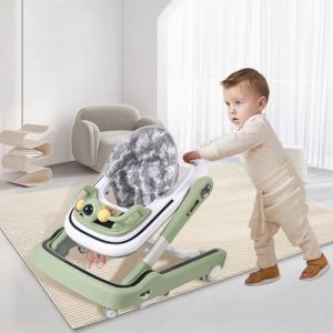 Trotteur B&eacute;b&eacute; Pliable pour Nourrisson de 6 &agrave; 18 Mois - Trotteur pour b&eacute;b&eacute; avec Roues Silencieuses pour Enfant Gar&ccedil;ons et Filles - Hauteur R&eacute;glable, Rangement Facile-65 * 58 * 90cm- Vert (Hechheu, neuf)