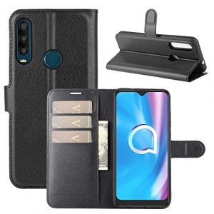 Fertuo Coque Alcatel 1SE 2020, Antichoc Portefeuille Étui Housse en Cuir à Rabat Flip Cover Case avec Silicone Bumper, Porte Carte, Béquille, Boucle Magnétique pour Alcatel 1SE 2020, Noir (Fertuo Store, neuf)