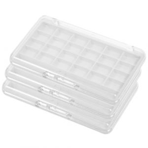 IWOWHERO Palette de Fards &agrave; Paupi&egrave;res Vide 24 Compartiments en Plastique Transparent Blanc 3 Pi&egrave;ces Plateau Rechargeable pour Maquillage Portable Organisateur de Rangement pour Voyage (Langeriy, neuf)