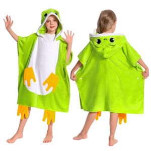 OLAOLA Poncho de Bain &agrave; Capuche pour Enfants Serviette de Plage Microfibre Peignoir &agrave; Langer Serviettes de Bain Absorbantes pour Enfant Poncho de Natation pour Gar&ccedil;ons Filles 3-12 Ans, Grenouille (pitgeem, neuf)
