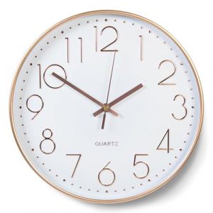 YSWOVUO 30cm Horloge Murale Silencieuse sans Tic-tac, Pendules Murales Décorative Ronde, Chiffres Arabes Murale Facile à Lire, Horloge Murale à Quartz pour Chambre, Salon, Cuisine, Bureau (DUMI GUNNROM S.R.L., neuf)