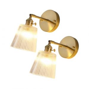 FROIDEXG Vintage Applique Murale Int&eacute;rieure Modernes Int&eacute;rieur Mural Cristal &Eacute;l&eacute;ments D'&Eacute;clairage Mural De C&ocirc;t&eacute; Lit e27 Base Luminaire Mural Verre Laiton Applique Murale Luminaire Chambre Mural (Modeen Lighting Factory, neuf)