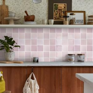 COMSTICKC Plus épais Credence Adhésif pour Cuisine Salle de Bain, 10 Pièces, Rose Carrelage Adhesif Mural, Carrelage Autocollant Métro, imperméable, 30,5x30,5cm (Comstickc, neuf)
