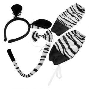 Veemoon Queue de Cheval et Serre-t&ecirc;te Z&egrave;bre Ensemble pour Coiffe de F&ecirc;te Accessoires de D&eacute;guisement Animal pour Carnaval D&eacute;guisement de Soir&eacute;e (Quiet Window, neuf)