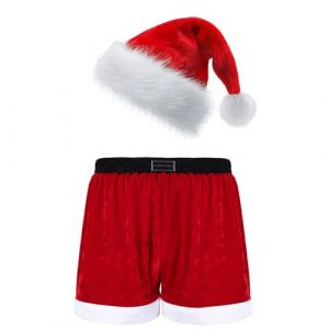 Zaldita Noël Rouge Boxer Homme Nuisette Sexy Erotique Lingerie de Nuit Trunk Bas de Pyjama Père Noël Slip Culotte Pantalon Court Christmas sous Vêtement Rouge L (Zaldita EU, neuf)