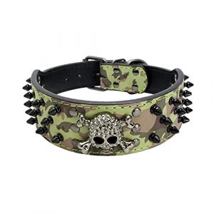 ETOPARS Collier pour Chien Crâne Rivet, Grand Collier pour Chien Moyen et Petit, TêTe de Mort RéGlable avec Rivets à Pointes Collier pour Chien en Similicuir Crocodile (FUNAT-EU, neuf)