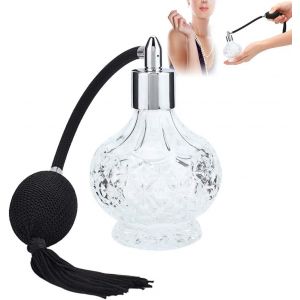Vaporisateur Parfum Vide, Bouteille de Parfum Rechargeable en Cristal, 80 ml Bouteille de parfum en verre rétro rechargeable avec pompon vaporisateur vide atomiseur pour parfums (Fictory-EU, neuf)