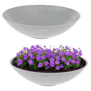 matches21 HOME & HOBBY Lot de 2 grands pots de fleurs décoratifs pour l'extérieur de 45 cm - Gris clair marbré comme pots de fleurs résistants aux intempéries (matches21 HOME & HOBBY, neuf)
