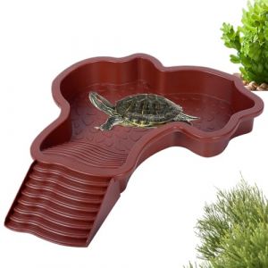 Générique Piscine Tortue De Terre, Abreuvoir Tortue Terrestre Mangeoire, Plat d'eau Bassin Piscine avec Rampe, Bol d'eau pour Reptiles avec Échelle, Bassin De Douche pour Terrasse (Wanyuu, neuf)