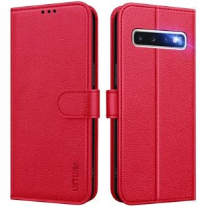 UITUIM Coque pour Samsung Galaxy S10 (Pas pour S10+), Coque Etui Portefeuille Cuir avec Rabat Porte Carte Clapet Magnétique Flip Case Étui Housse de Protection Etui pour Samsung Galaxy S10 4G,Rouge (UITUIM, neuf)
