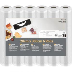 Rouleau Sous Vide Alimentaire, Sac Sous Vide Alimentaire pour L'appareil de Mise Sous Vide, 6 Rouleaux 28x300cm, Film Sous Vide Alimentaire sans BPA (PETERTOS Kft., neuf)
