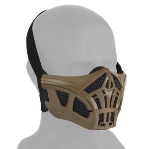 Peminkoo Masque Tactique Demi-Visage Paintball Airsoft Protection Scorpion Masque intérieur en Silicone Respirant Cosplay Masques (Khaki) (OUTUO-EU, neuf)