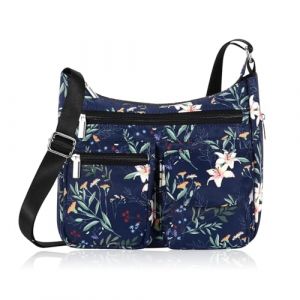 HUA ANGEL Sac Bandoulière Femme Polyester Léger Petit Sac à Main Tissu Sac Besace avec Multiples Poches Voyage Sport Shopping Travail Université (HUAANGEL, neuf)