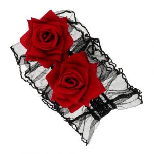 Ipetboom Gants De Robe Lolita Dentelle Noire Manchette De Poignet Avec Fleur De Rose Accessoires Victoriens Pour Mariage Gants Tulle Pour Fête Halloween (Cowan Micro, neuf)