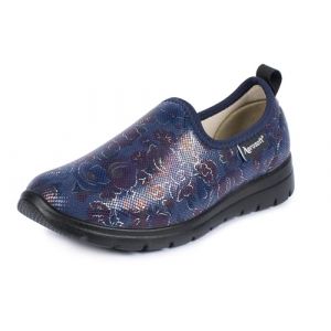 Aerosoft Ballerines &eacute;lastiques pour femmes - Largeur 20 - Antid&eacute;rapant - L&eacute;ger - Souple - Extensible, bleu/fleur, 39 EU (J. Hirsch Vertriebs-GmbH & Co. KG, neuf)