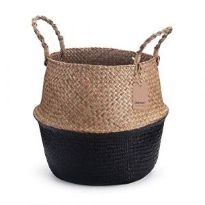 DOKOT Panier Jonc De Mer Rangement Panier Plante Seagrass de Fleur Corbeille en Paille Noir (DOKOT DESIGN CO., LTD, neuf)