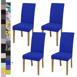SUKAIKEQA élastique, Housse de Chaise Haute, Housse de Chaise de Bureau (Lot de 4/6/8 pièces avec Dossier) pour Le Salon, la Cuisine, la fête et l'hôtel. (4, Bleu Saphir) (SUKAIKEQA, neuf)