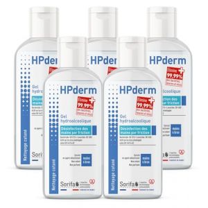 Lot de 5 HPderm Gel hydroalcoolique pour la désinfection des mains - Flacon 100 ml (DERMACARE-PRO, neuf)