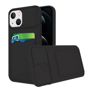 Wousunly Compatible avec Coque iPhone 13 Mini Antichoc avec Porte Carte, Etui iPhone 13 Mini Silicone avec Protection Cache Camera Coulissant Coque de Telephone Ultra Fine Housse (Noir) (Wousunly, neuf)