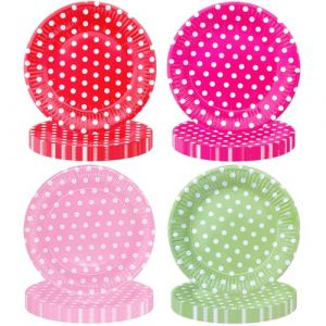 RONGZUBAT 40 assiettes en carton color&eacute;es &agrave; pois 18 cm, assiettes jetables de f&ecirc;te, assiettes &agrave; dessert pour anniversaire, baby shower, mariage, f&ecirc;te d&rsquo;enfants (Godsendym Store, neuf)