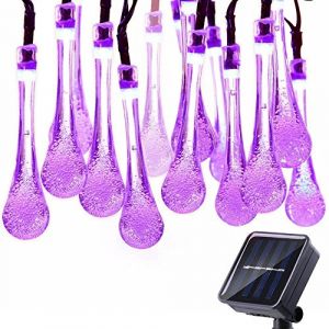 KINGCOO Guirlande Lumineuse Solaire Extérieur, Etanche 6M 30LED Gouttes d'eau Lampes Solaires Éclairage d'ambiance Décorative pour Jardin Maison Noël Mariage Cérémonie Fête Pelouse (Violet) (KINGCOO-Direct, neuf)