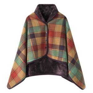 NaLatia Poncho Ch&acirc;le Femme &Eacute;charpe Cape &Eacute;paissie El&eacute;gant Chaud Hiver Foulard Chaud Ouverture Plaid Imprim&eacute; Pull Manteau Poncho Tartan Style avec Boutons Couverture &agrave; Carreaux Cadeau de No&euml;l (GUnakd, neuf)