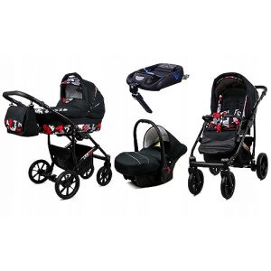 BabyLux&reg; Enfant Poussette Combin&eacute;e Set 4 en 1 - Largo - incl. Nacelle, Canne, Si&egrave;ge de voiture, ISOFIX Base - Si&egrave;ge Auto - Landau B&eacute;b&eacute; - avec Sac &agrave; langer, Habillage pluie etc. (BabyLux-shop, neuf)