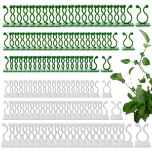 120 Pièces Clips de Fixation pour Plantes Grimpantes en 3 Tailles,Crochet Fixateur Mural Auto-adhésif Support pour Plantes Grimpantes-Blanc et Vert (Tailles Petite, Moyenne et Grande) (TANNGUO, neuf)