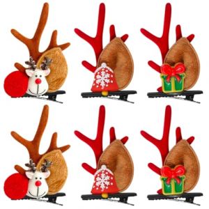 EYVRPAU 3 paires d'accessoires de cheveux de Noël, pinces à cheveux en bois en forme de renne, pinces à cheveux en bois de Noël, accessoires de cheveux de Noël (puertaoqishangmaoyouxiangongsi, neuf)