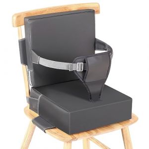 Czrrzl Rehausseur Chaise Enfant PU Lavable Portabilit&eacute; Rehausseur Chaise Bebe Avec Dossier Ceintures de S&eacute;curit&eacute; 3 Points Antid&eacute;rapant Chaise Nomade Bebe pour &agrave; La Maison Partir(Gris) (SMALLCO, neuf)