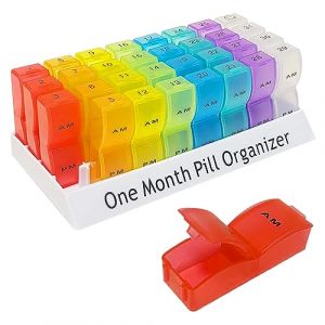 BOJIUSARL Pilulier mensuel 2 fois par jour,Organisateur de m&eacute;dicaments pour 31 jours avec 32 compartiments amovibles pour huile de poisson, vitamines, suppl&eacute;ments et m&eacute;dicaments (CHUANXIUAHZN, neuf)
