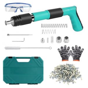 WOOLUCK Cloueuse Rivet Gun avec 200 clous ronds, Pistolet à clouer, pistolet à ongles portable, silencieux réglable, outil de fixation murale pour mur en ciment (WOOLUCK, neuf)