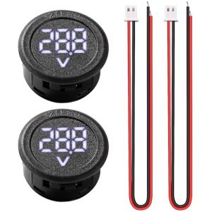 VooGenzek 2 Pièces 5V-100V Voiture DC Numérique LED Voltmètre Affichage, Voltmètre Circulaire à Deux Fils, avec Protection Anti-connexion, pour Moto Bateau Camion, Blanc (VooGenzek, neuf)