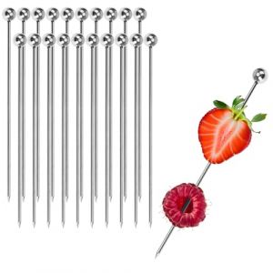 COM-FOUR&reg; 20x brochettes &agrave; cocktail en acier inoxydable - brochettes pour amuse-gueules, fruits, hamburgers - pique-f&ecirc;te r&eacute;utilisable 11 cm - pique-ap&eacute;ritif (20 pi&egrave;ces - 11cm) (COM-FOUR  Vertriebs GmbH, neuf)