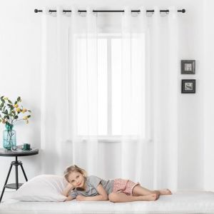 SUNLIMEI Rideaux Voilages Salon 160 x 80 cm Anti UV Decoration Translucide, avec Oeillets Transparent Rideaux Salon D&eacute;coration de Maison pour Fenetre Chambre Adulte, Blanc (LvLiangLiMeiDianZiShangWuYouXianGongSi, neuf)