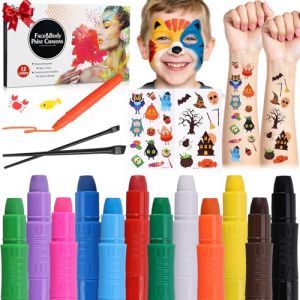 12 Couleurs Crayon Maquillage Enfant, Visage Peinture, Lavable, Non-Toxique, Peinture Corporelle pour P&acirc;ques, Maquillage Carnaval, Halloween, No&euml;l, Soir&eacute;es &agrave; Th&egrave;me, Maquillage Supporter, Cosplay (BeesjuyEU, neuf)