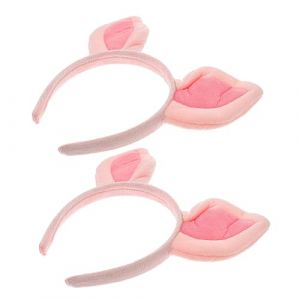 DEARMAMY 2 Pièces Bandeau oreilles de cochon rose joli bandeau pour les adolescentes accessoires de costume de cochon spa oreilles de cochon femmes bandeau noël en tissu (Liiane, neuf)