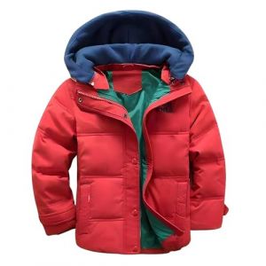 linboo Doudoune Enfant Garçon Manteau de Duvet Blouson Chaud Veste d'Hiver à Capuche Sport Jacket, Rouge, 4-5 ans (TBONBON-EU, neuf)