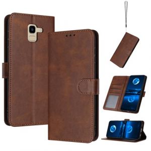 QiongniAN Coque en Cuir Compatible avec Samsung Galaxy A8 2018,Compatible avec Samsung Galaxy A5 2018 &Eacute;tui pour t&eacute;l&eacute;phone &agrave; clapet Coque Brown (QiongniAn, neuf)